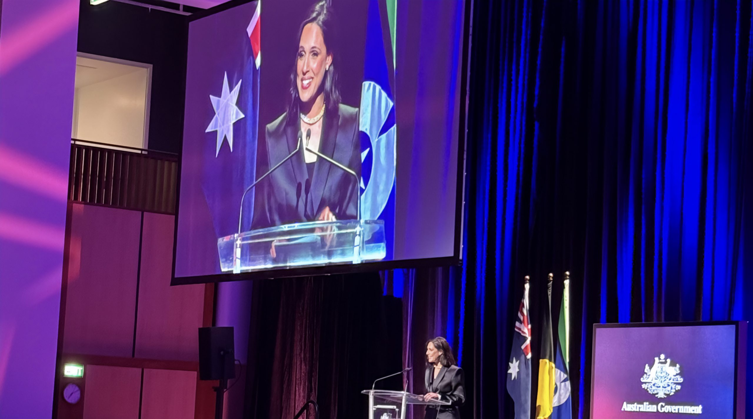 Dr Vanessa Pirotta onstage at the PM's Prizes for Science.